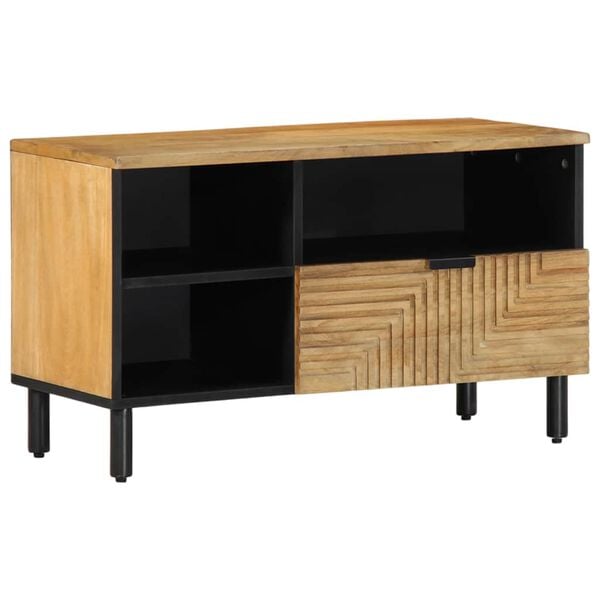 vidaXL Mueble de TV madera maciza de mango marr&oacute;n 80x33x46 cm