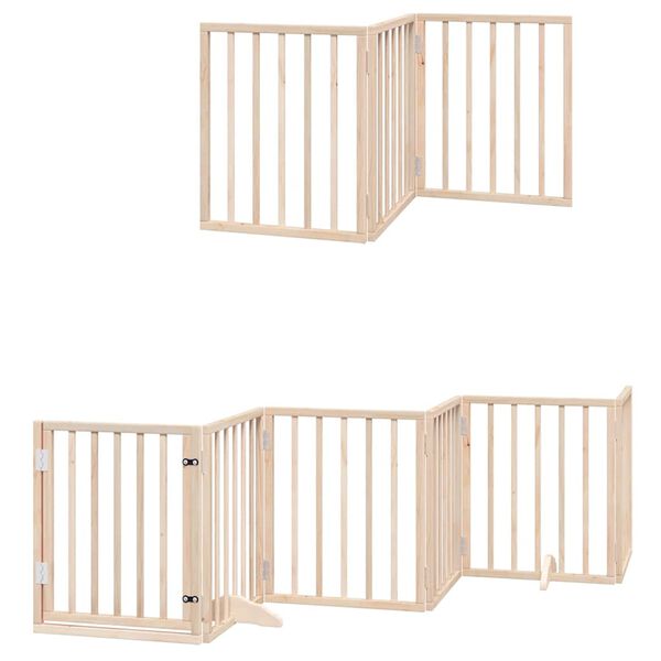 vidaXL Puerta para perros plegable 15 paneles madera de &aacute;lamo 750 cm