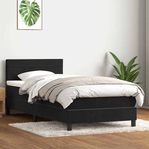 vidaXL Cama box spring con colch&oacute;n terciopelo negro 100x220 cm