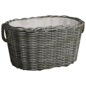 vidaXL Cesta de le&ntilde;a asas de transporte sauce natural gris 59x42x28 cm