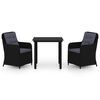 vidaXL Juego de comedor para jard&iacute;n 3 piezas negro