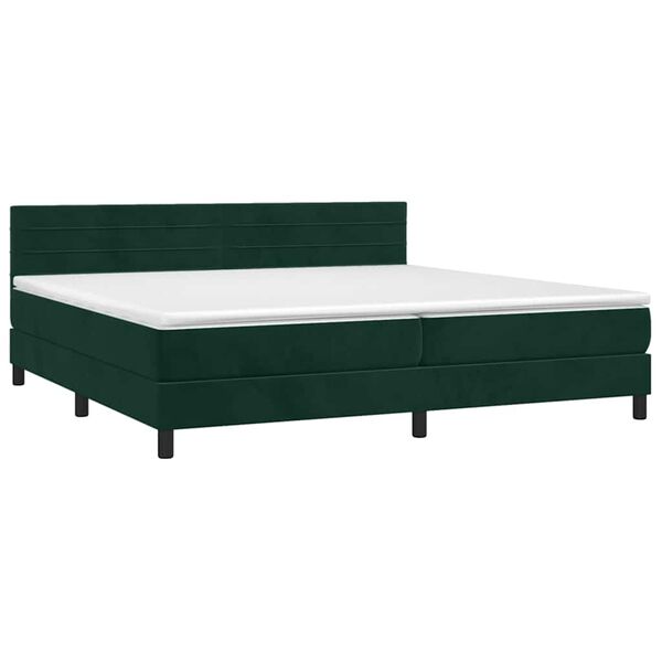 vidaXL Cama box spring con colch&oacute;n terciopelo verde oscuro 200x200 cm