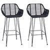 vidaXL Silla de Bar 2 uds. Negro 55 x 52 x 92 cm Ratan e Hierro