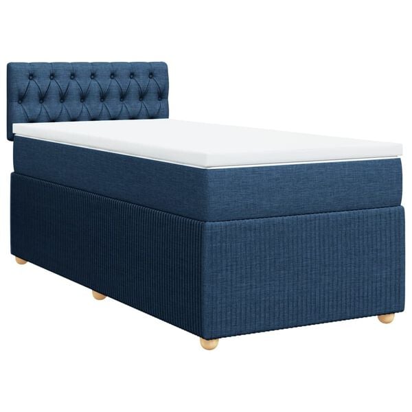 vidaXL Cama box spring con colch&oacute;n tela azul 80x200 cm