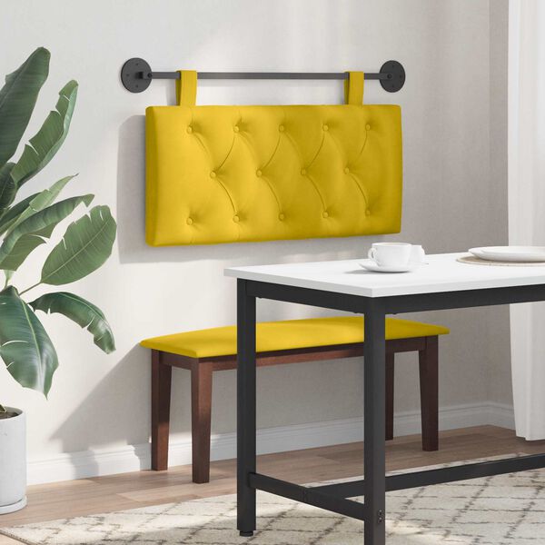 vidaXL Cabecera Colgante Amarillo 90 x 55 x 7 cm Terciopelo