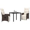 vidaXL Conjunto de Comedor de Jardín 3 pcs Marrón ratán sintético
