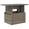 vidaXL Mesa de jard&iacute;n superficie de vidrio rat&aacute;n PE gris 100x55x73 cm