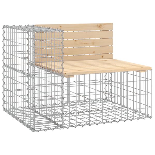 vidaXL Banco de jardín diseño gaviones madera maciza pino 92x71x65,5cm