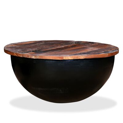vidaXL Mesa de centro de madera maciza reciclada negra en forma de bol