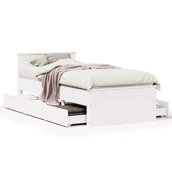 vidaXL Cama sin colch&oacute;n y cabecero madera maciza pino blanca 90x190 cm