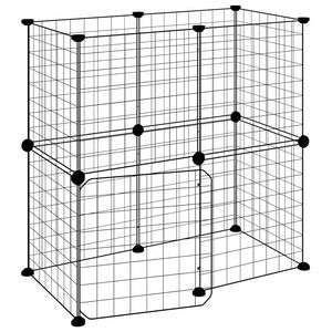 vidaXL Jaula para mascotas de 12 paneles puerta acero negro 70x35x70cm