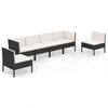 vidaXL Set de muebles de jard&iacute;n 6 pzas y cojines rat&aacute;n sint&eacute;tico negro