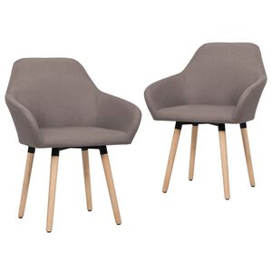 vidaXL Sillas de comedor 2 unidades tela gris taup&eacute;