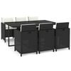 vidaXL Set de comedor de jard&iacute;n 7 pzas y cojines rat&aacute;n sint&eacute;tico negro