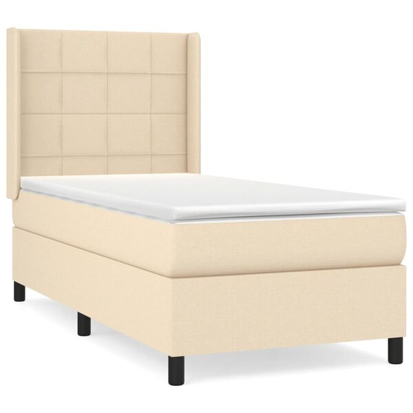 vidaXL Cama box spring con colch&oacute;n tela color crema 80x200 cm