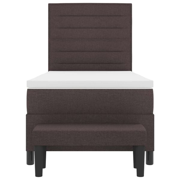 vidaXL Cama tipo Box Spring con colch&oacute;n Marr&oacute;n Oscuro 90 x 190 cm tela