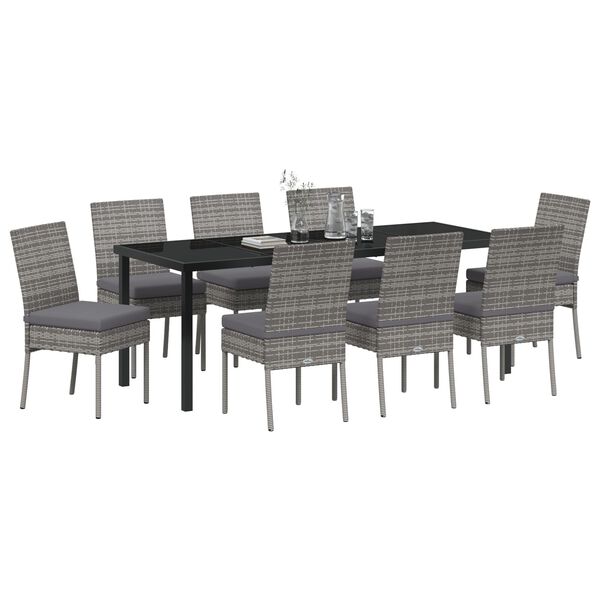 vidaXL Conjunto de Comedor de Jard&iacute;n 9 pcs Gris