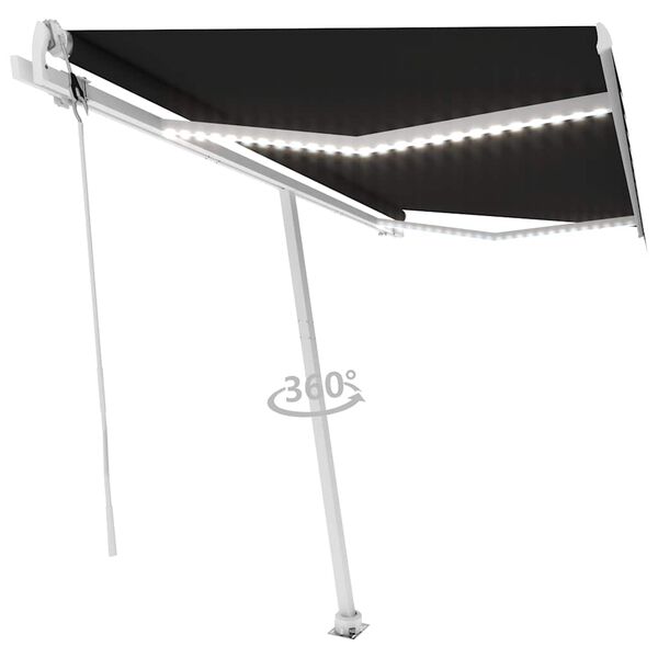 vidaXL Toldo autom&aacute;tico con LED y sensor de viento antracita 450x300cm