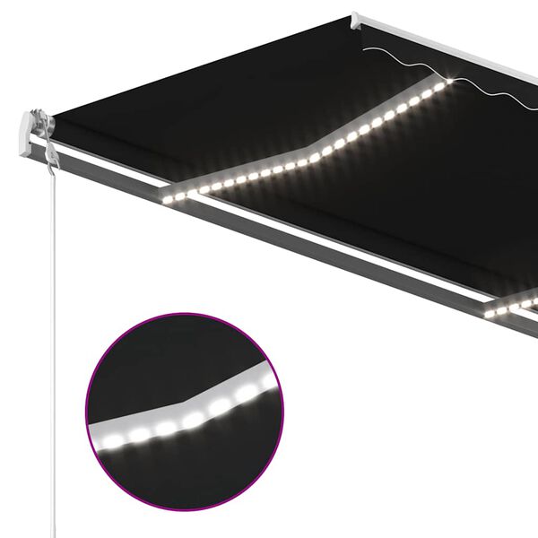 vidaXL Toldo manual retr&aacute;ctil con luz LED gris antracita 3,5x2,5 m