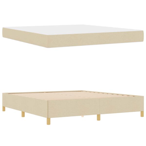 vidaXL Estructura de cama con colch&oacute;n Crema 180 x 200 cm tela