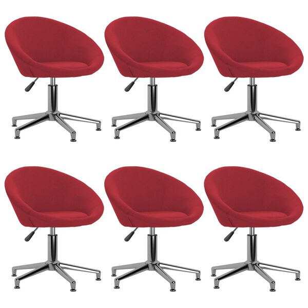 vidaXL Sillas de comedor giratorias 6 unidades tela rojo vino tinto