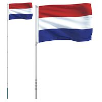 vidaXL Mástil y bandera de Países Bajos aluminio 5,55 m