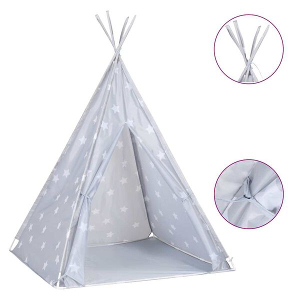 vidaXL Tienda tipi para ni&ntilde;os con bolsa poli&eacute;ster gris 115x115x160 cm