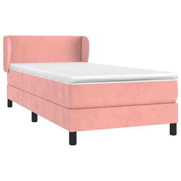 vidaXL Cama box spring con colch&oacute;n terciopelo rosa 100x200 cm