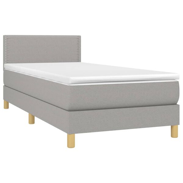 vidaXL Cama box spring con colch&oacute;n tela y LED gris claro 80x200 cm