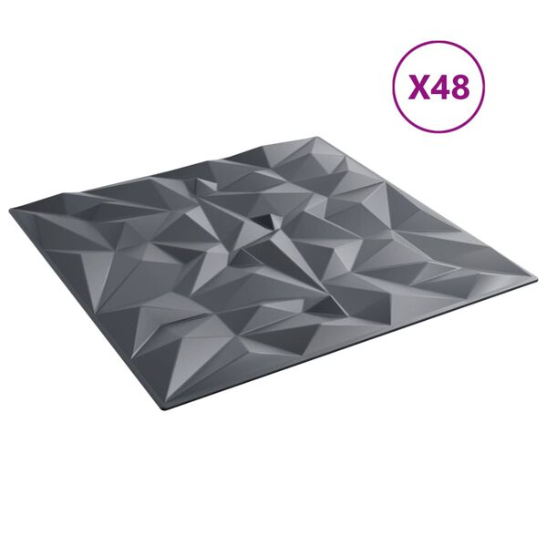 vidaXL Paneles de pared 48 uds XPS amatista gris 50x50 cm 12 m²