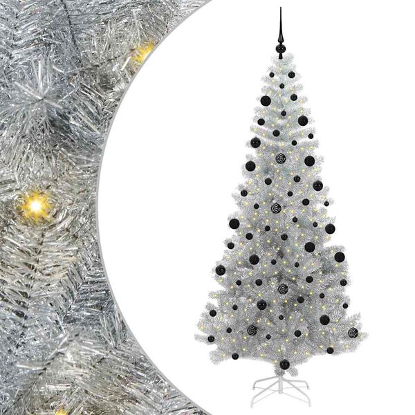 vidaXL &Aacute;rbol de Navidad con 300 LED con soporte Plateado 210 cm PET
