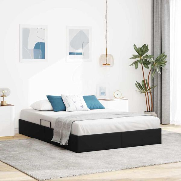 vidaXL Cama con almacenamiento Negro 135 x 190 cm Terciopelo