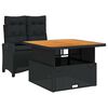 vidaXL Set comedor de jard&iacute;n 2 pzas con cojines rat&aacute;n sint&eacute;tico negro