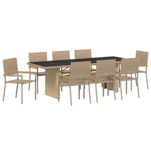 vidaXL Conjunto de Comedor de Jard&iacute;n 9 pcs Beige rat&aacute;n sint&eacute;tico