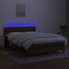 vidaXL Cama box spring colch&oacute;n luces LED tela marr&oacute;n oscuro 140x190 cm