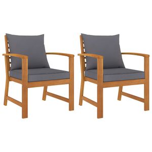 vidaXL Sillas de jard&iacute;n cojines gris oscuro 2 uds madera maciza acacia