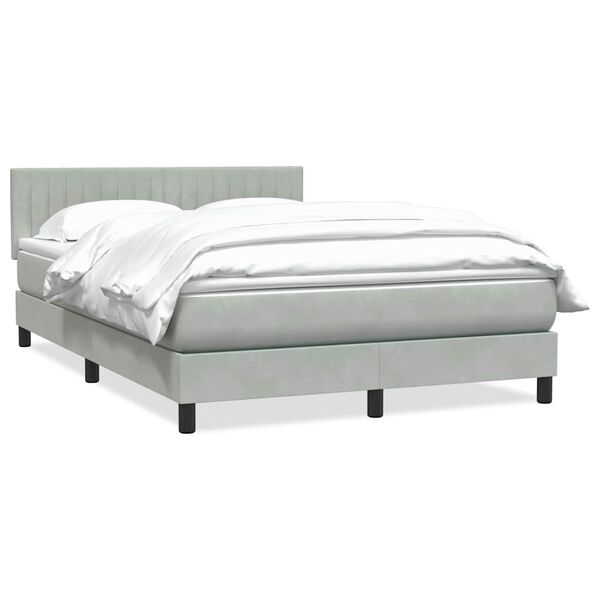 vidaXL Cama box spring con colch&oacute;n terciopelo gris claro 160x210 cm