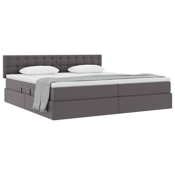 vidaXL Cama con almacenamiento y colch&oacute;n con colch&oacute;n Gris 200 x 200 cm