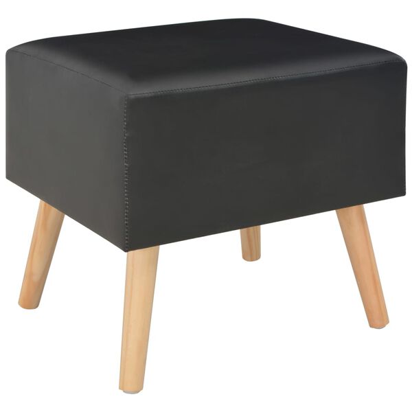 vidaXL Mesita de noche negro 40x35x40 cm cuero sint&eacute;tico