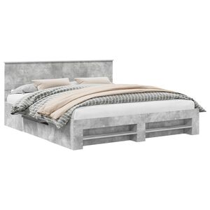 vidaXL Estructura de cama con cabecera Gris Concreto 200 x 200 cm