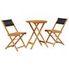 vidaXL Juego de bistro de 3 piezas polipropileno y madera maciza negro