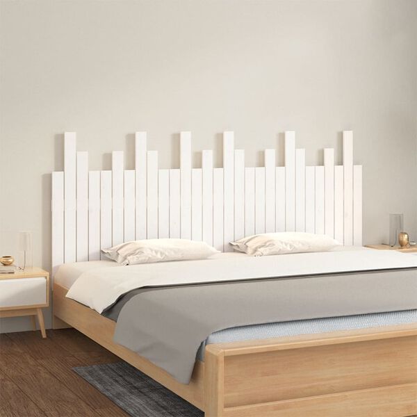 vidaXL Cabecero de cama de pared madera maciza pino blanco 185x3x80 cm