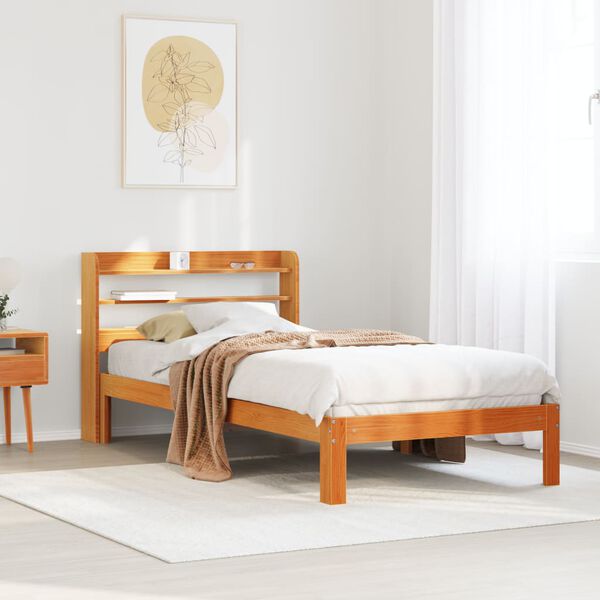 vidaXL Estructura de cama sin colchón madera maciza marrón 75x190 cm