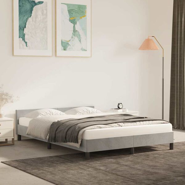 vidaXL Estructura de cama sin colch&oacute;n terciopelo gris claro 140x190 cm