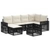 vidaXL Conjunto de sof&aacute;s de jard&iacute;n 7 uds. Negro y Blanco Crema