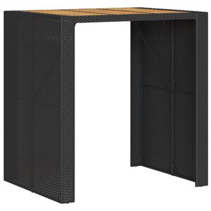 vidaXL Mesa alta jard&iacute;n superficie madera rat&aacute;n PE negro 105x80x110 cm