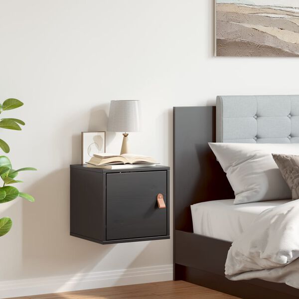vidaXL Armario de pared madera maciza de pino negro 31,5x30x30 cm