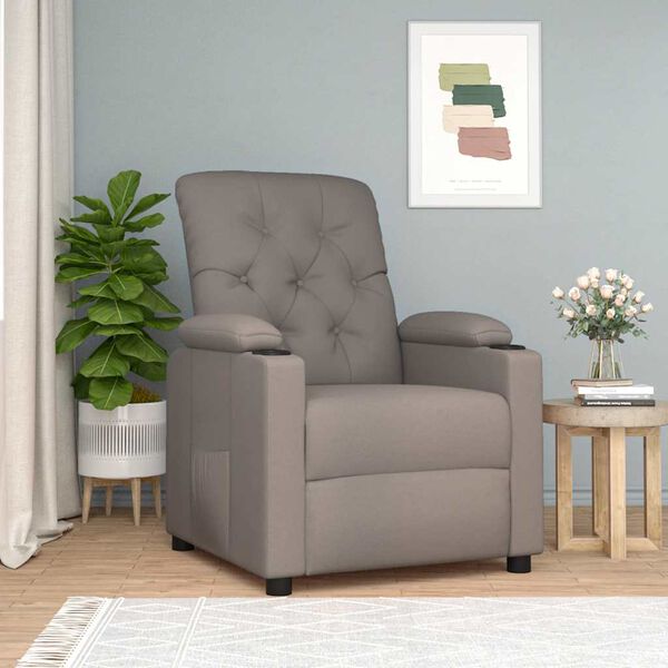 vidaXL Sill&oacute;n reclinable de tela gris taupe