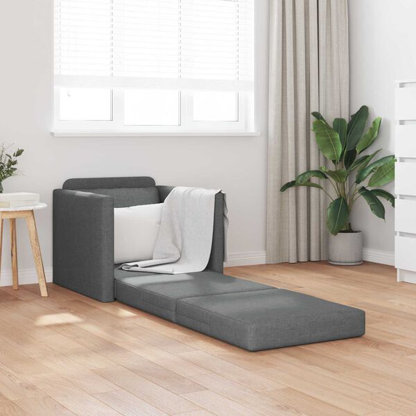 vidaXL Sof&aacute; cama 60cm Gris oscuro tela