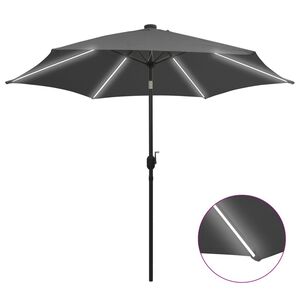 vidaXL Sombrilla de jard&iacute;n luces LED palo de aluminio antracita 300 cm